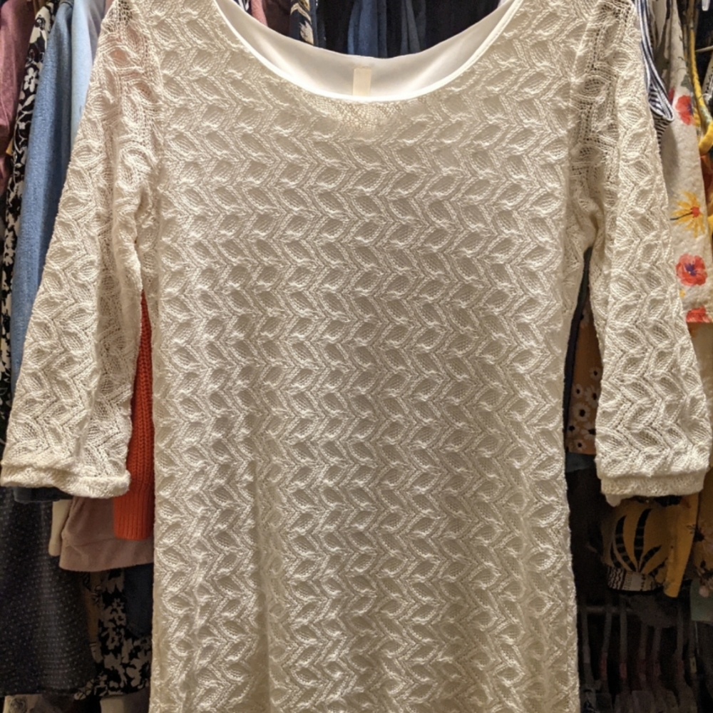 Primi off white crotchet style fabric dress